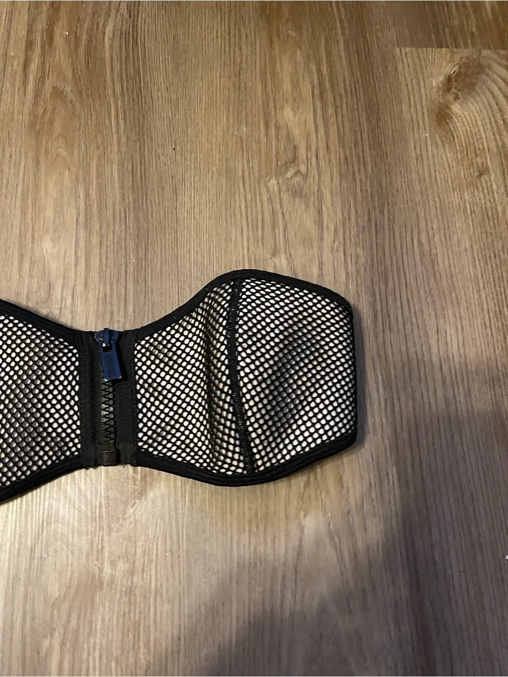 Triangl Black Neoprene Mesh Bikini Top Zip Front Strapless Bandeau Sporty Size S